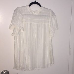 White Loft Blouse with Back Button Detail